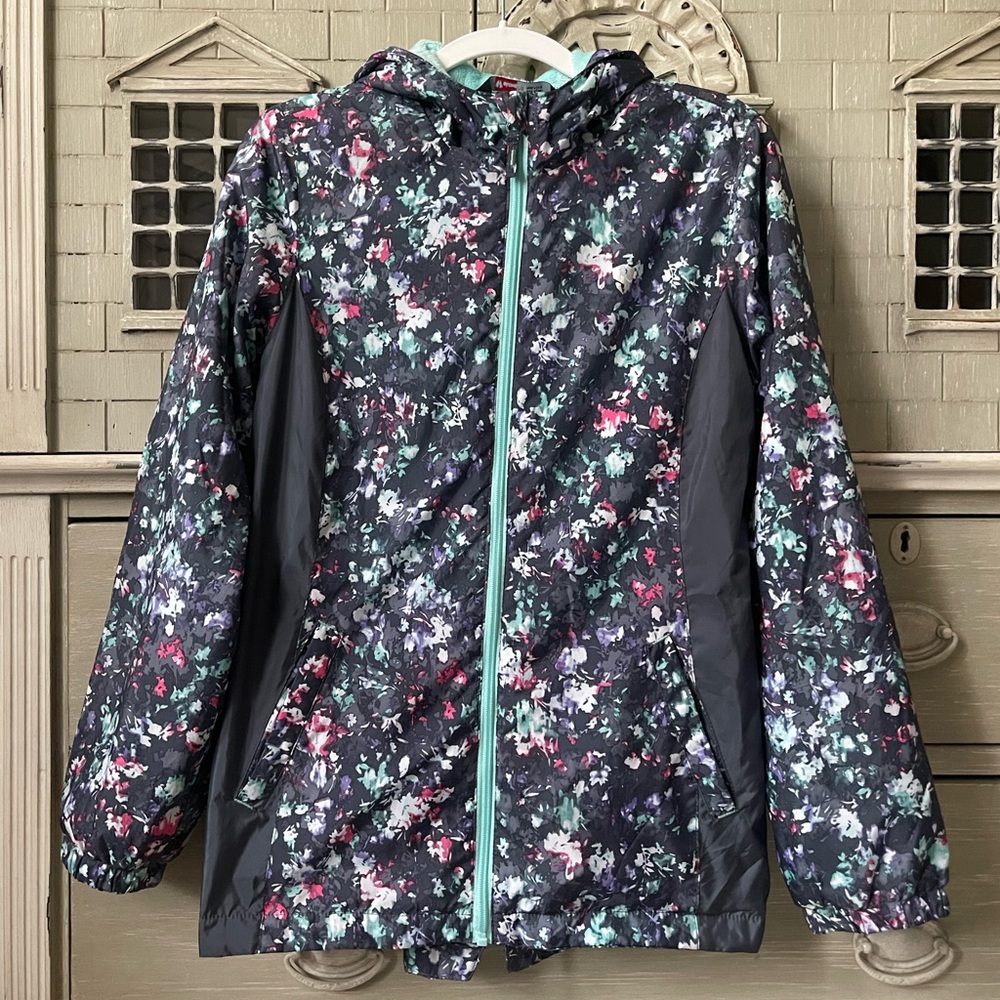 Stoic Girls’ Floral Printed Faux “Fur” Lined Raincoat